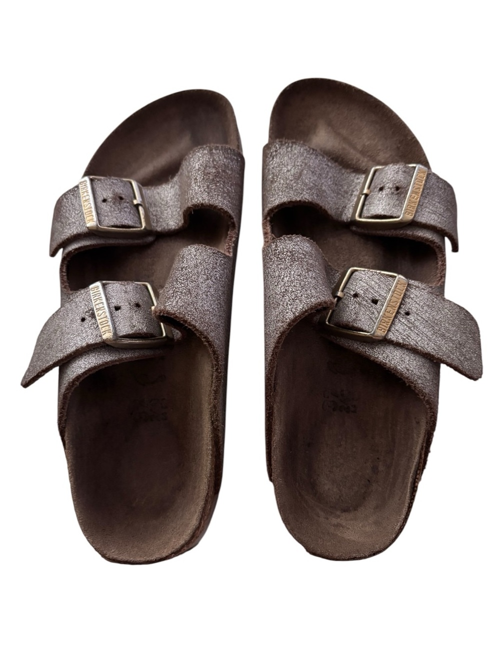 Birkenstock Arizona Metallic Taupe Birko-Flor Sandals – EU 37